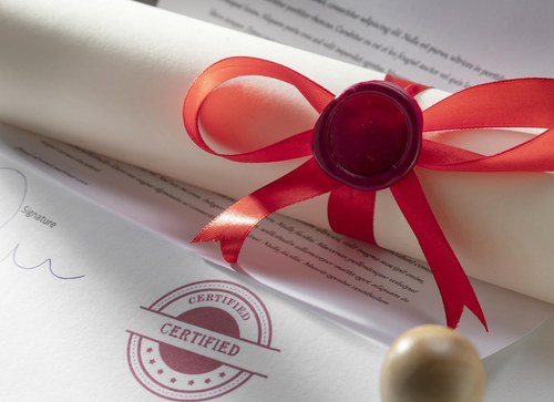 Graduation diploma and certificate