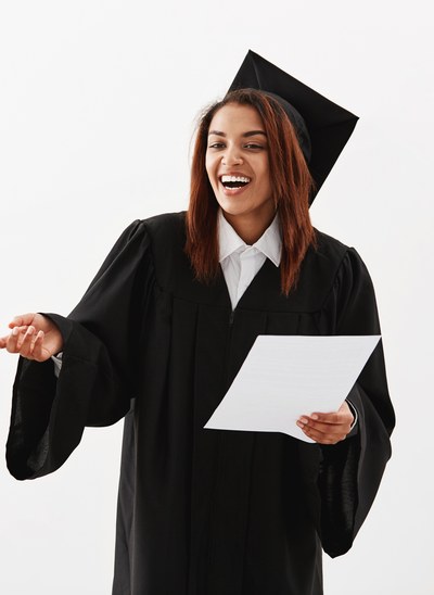 Graduate holding a document